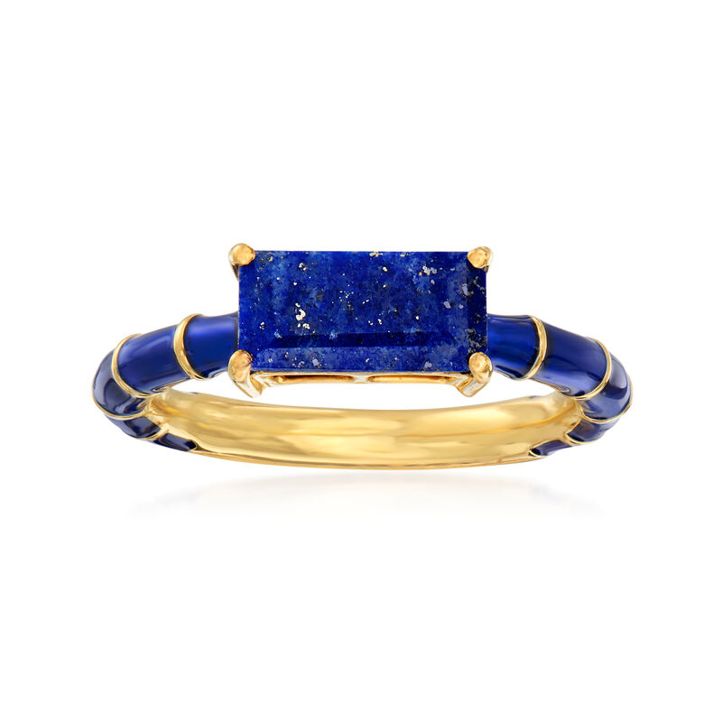 Lapis and Dark Blue Enamel Ring in 18kt Gold Over Sterling image number 0