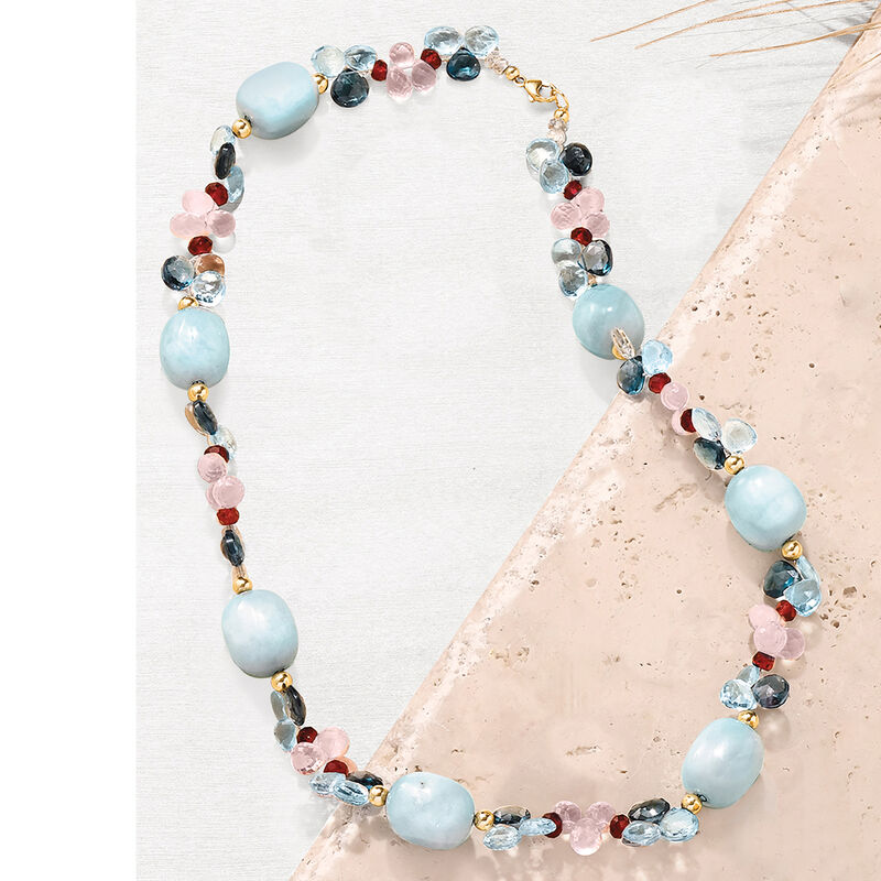 258.00 ct. t.w. Multi-Gemstone Necklace in 14kt Yellow Gold image number 3
