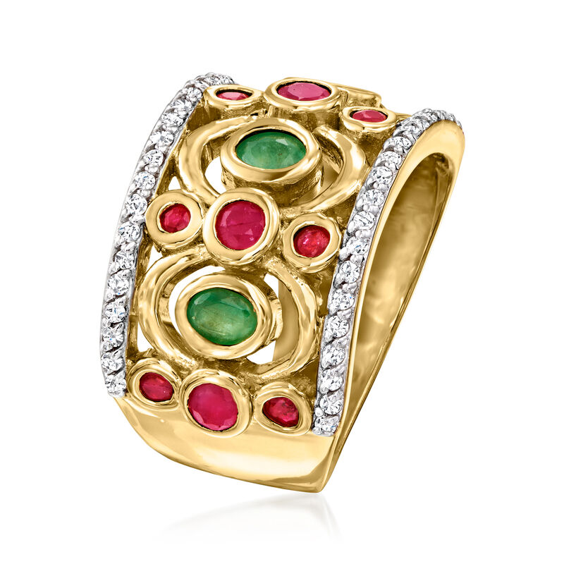 1.80 ct. t.w. Multi-Gemstone Etruscan-Style Ring in 18kt Gold Over Sterling image number 2