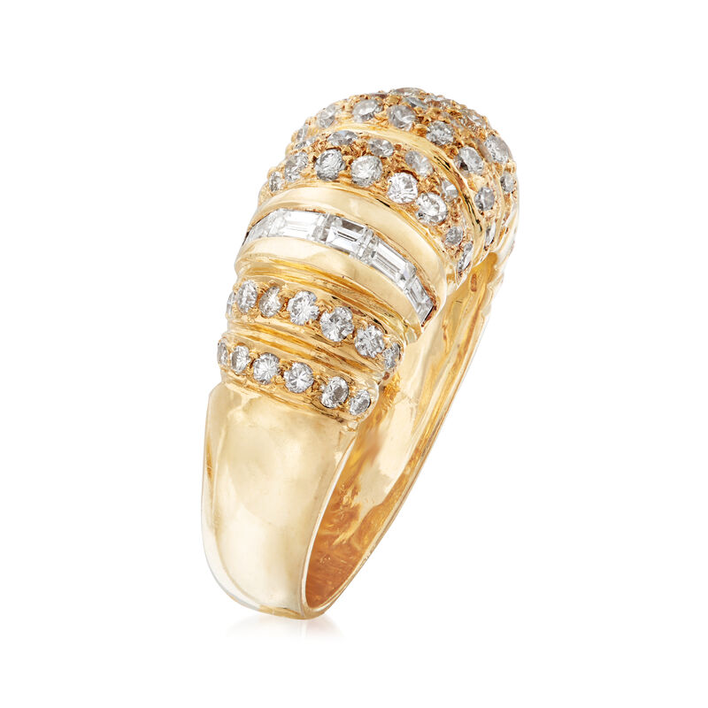 C. 1990 Vintage 1.60 ct. t.w. Round and Baguette Diamond Ring in 18kt Yellow Gold. Size 7 image number 2