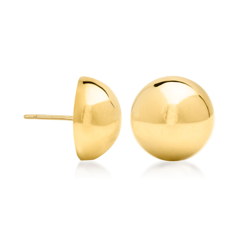 12mm 14kt Yellow Gold Dome Button Earrings image number 0