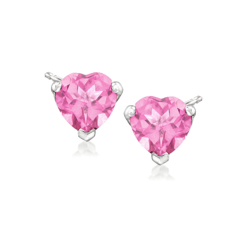3.00 ct. t.w. Pink Topaz Heart Stud Earrings in Sterling Silver image number 0