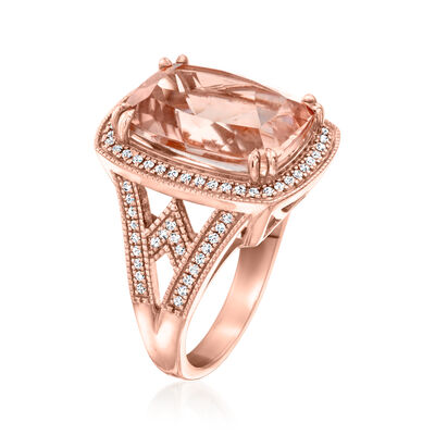 8.75 Carat Morganite Ring with .36 ct. t.w. Diamonds in 14kt Rose Gold