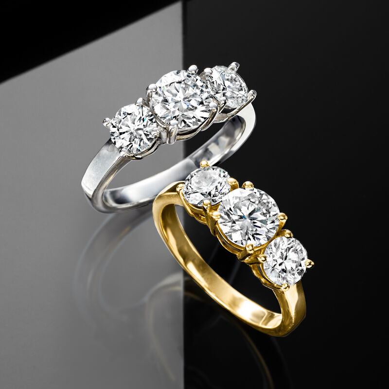 2.00 ct. t.w. Lab-Grown Diamond Three-Stone Ring in 14kt White Gold image number 5