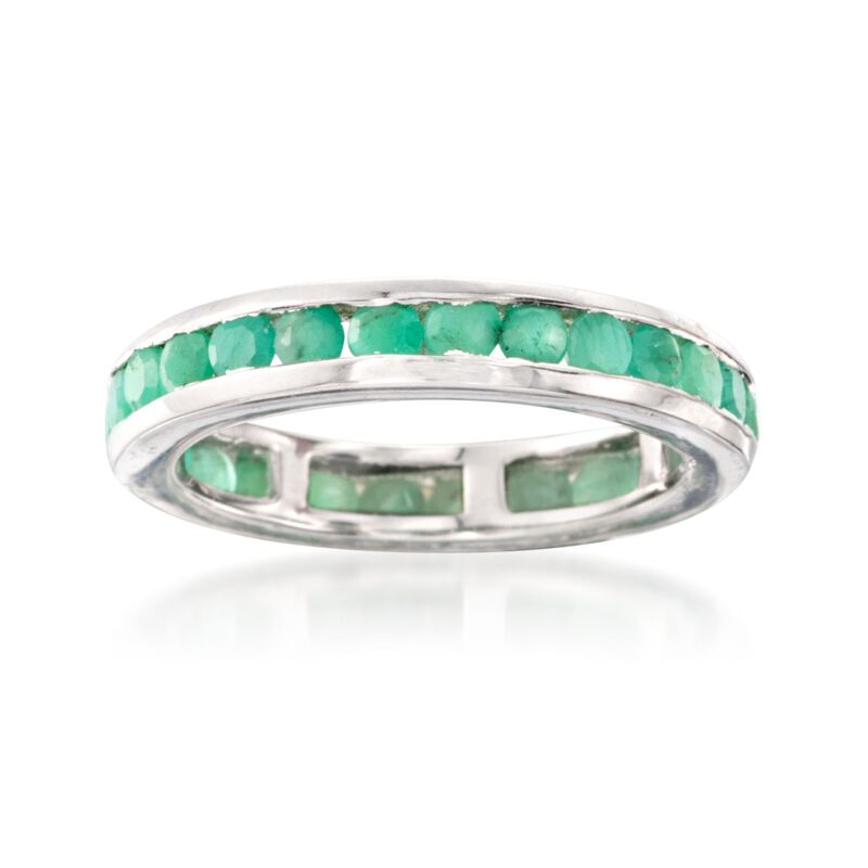1.60 ct. t.w. Channel-Set Emerald Eternity Band in Sterling Silver image number 0