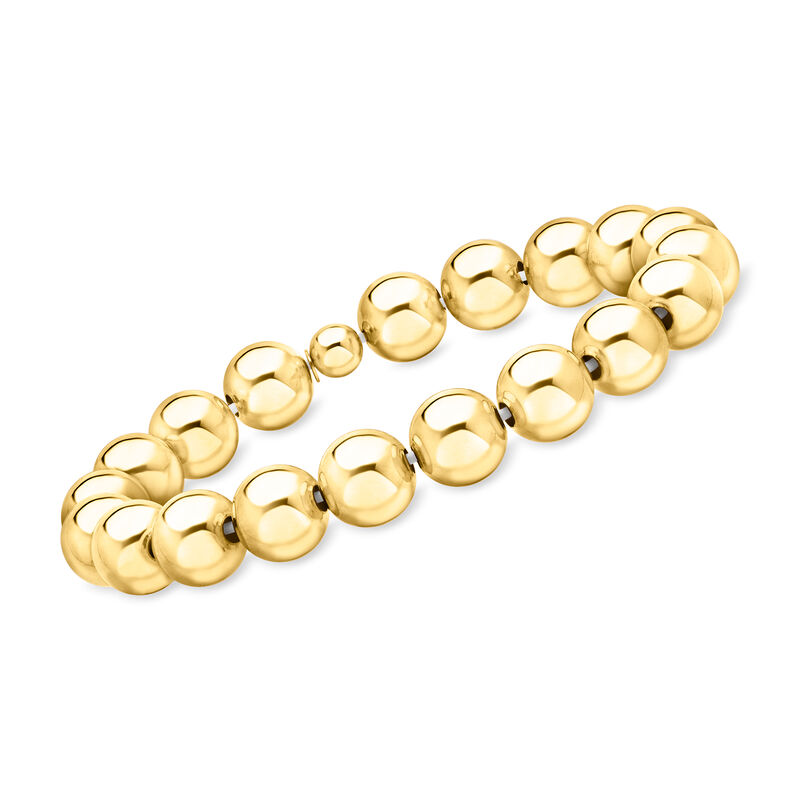 Italian 10mm 18kt Gold Over Sterling Bead Stretch Bracelet image number 0
