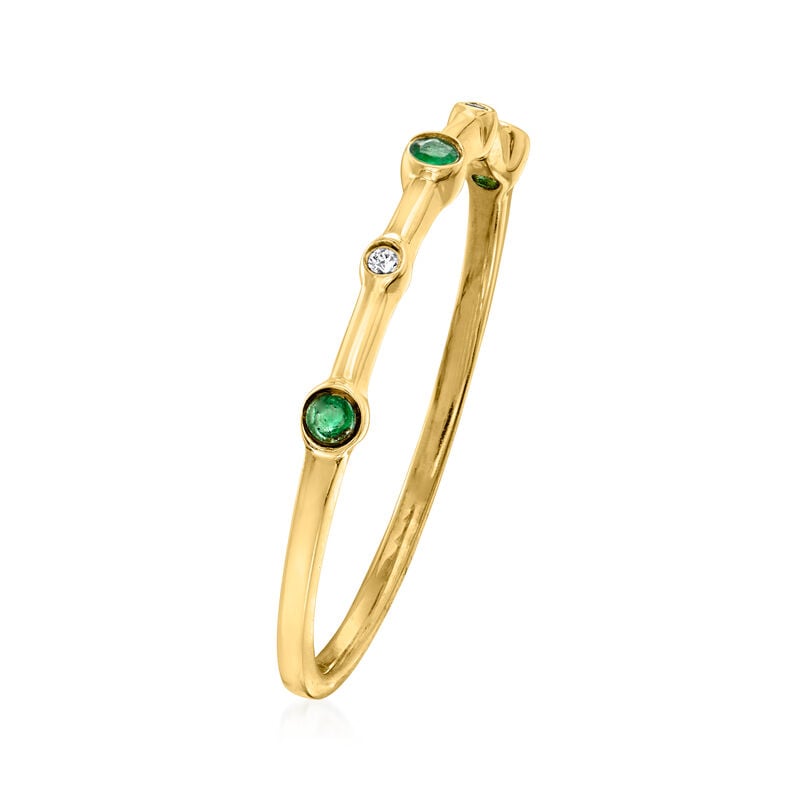 Emerald and Diamond Ring 14kt Yellow Gold image number 1