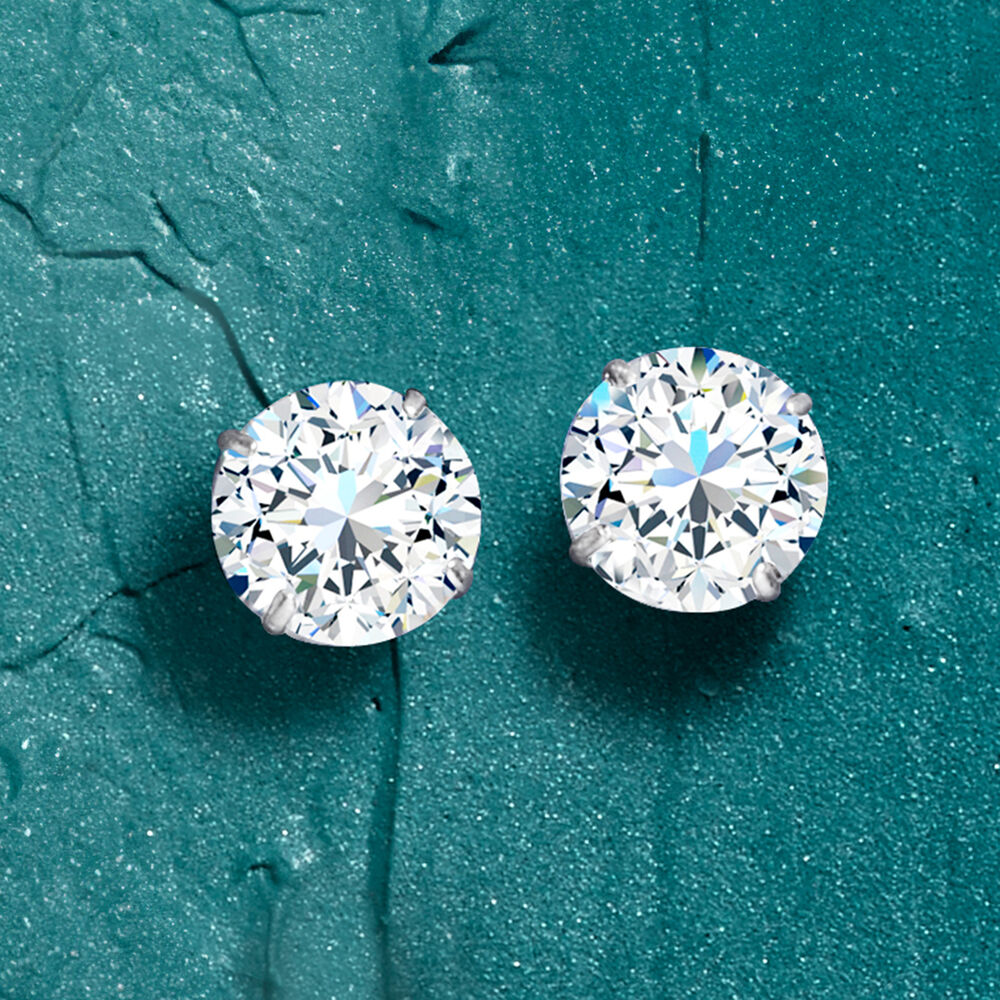 4.00 ct. t.w. CZ Stud Earrings in 14kt White Gold