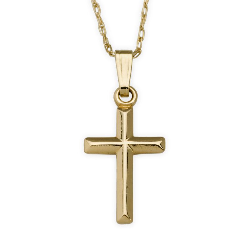 Child's 14kt Yellow Gold Cross Necklace. 15&quot; image number 0