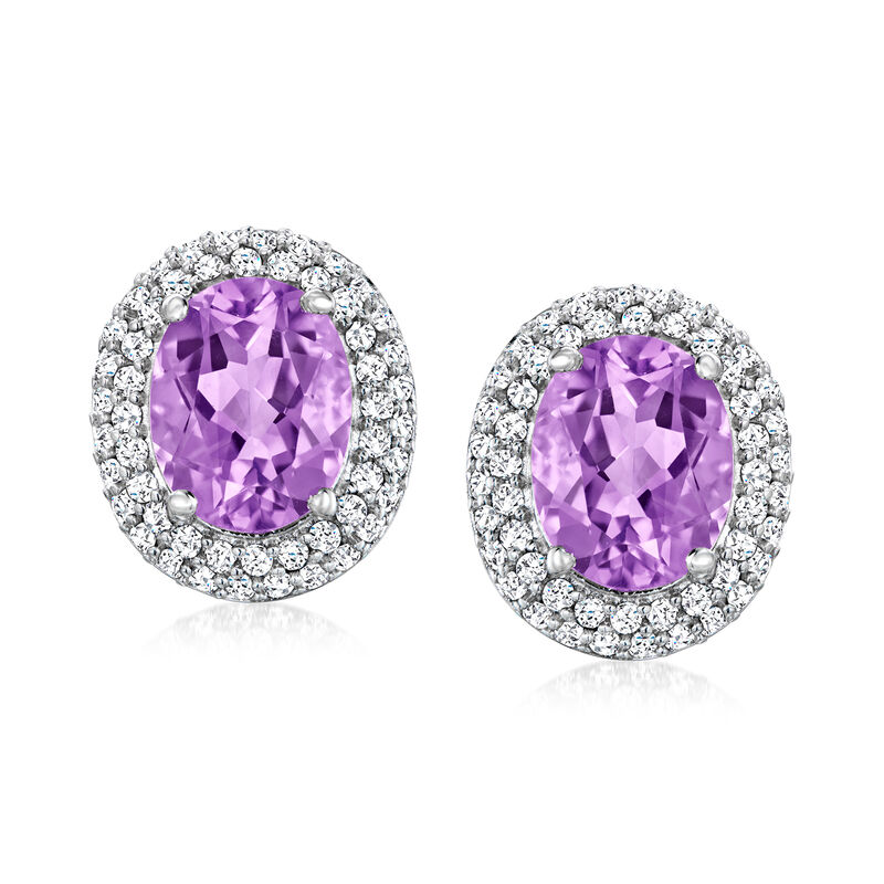 4.40 ct. t.w. Amethyst and 1.00 ct. t.w. White Topaz Earrings in Sterling Silver  image number 0