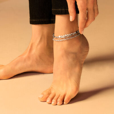 Sterling Silver Jewelry Set: Three Anklets