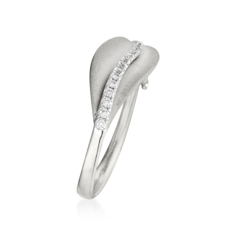 Simon G. 18kt White Gold Leaf Design Ring with Diamonds image number 1