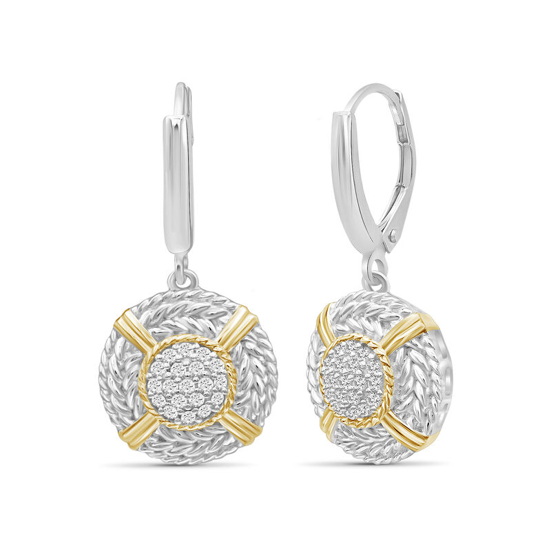 .26 ct. t.w. Diamond Cluster Roped-Frame Drop Earrings in Two-Tone Sterling image number 1