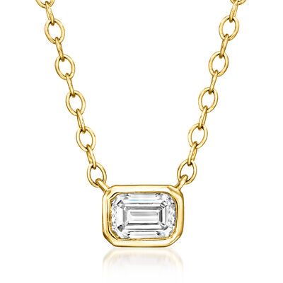 .20 Carat Emerald-Cut Lab-Grown Diamond Solitaire Necklace in 14kt Yellow Gold
