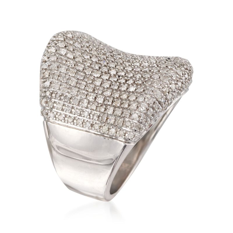1.50 ct. t.w. Pave Diamond Concave Ring in Sterling Silver image number 2