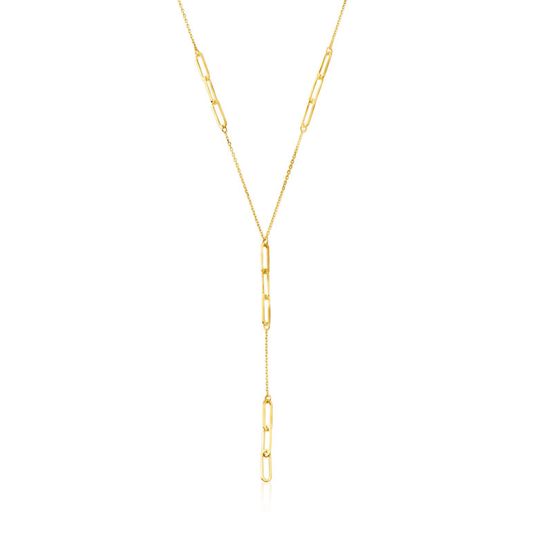 Italian 14kt Yellow Gold Paper Clip Link Y-Necklace. 17&quot; image number 1
