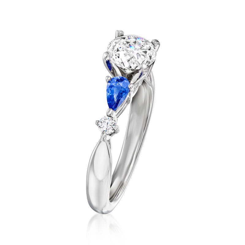 Gabriel Designs .50 ct. t.w. Sapphire and .10 ct. t.w. Diamond Engagement Ring Setting in 14kt White Gold image number 2
