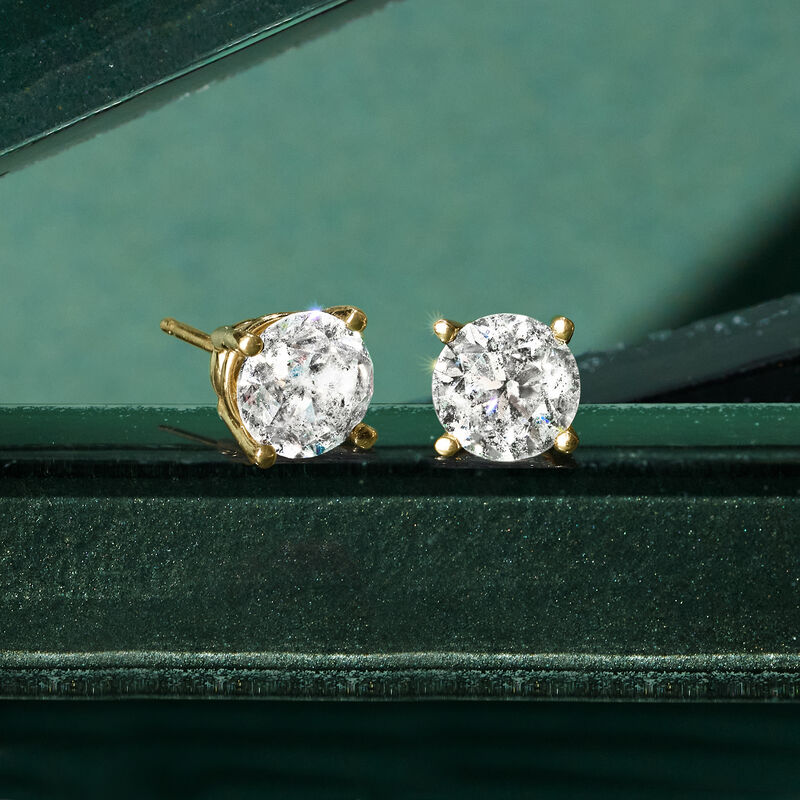 3.00 ct. t.w. Diamond Stud Earrings in 14kt Yellow Gold image number 1