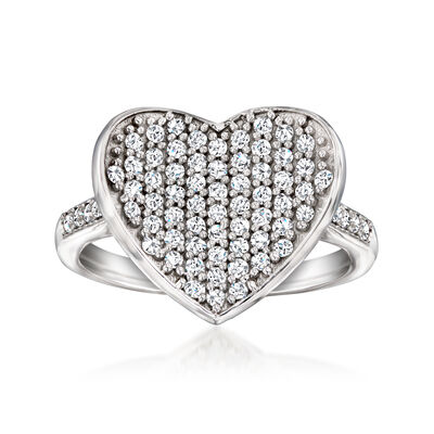 .50 ct. t.w. Pave Diamond Heart Ring in Sterling Silver