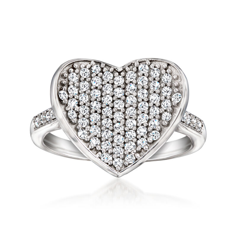 .50 ct. t.w. Pave Diamond Heart Ring in Sterling Silver image number 0