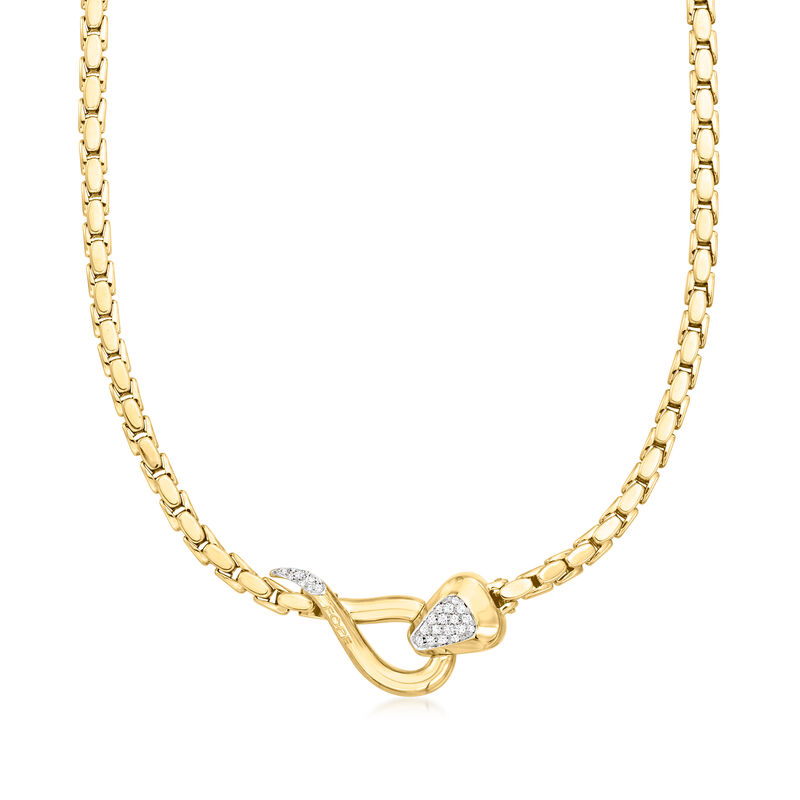 C. 2000 Vintage Fope .25 ct. t.w. Diamond Snake Necklace in 18kt Yellow Gold image number 0