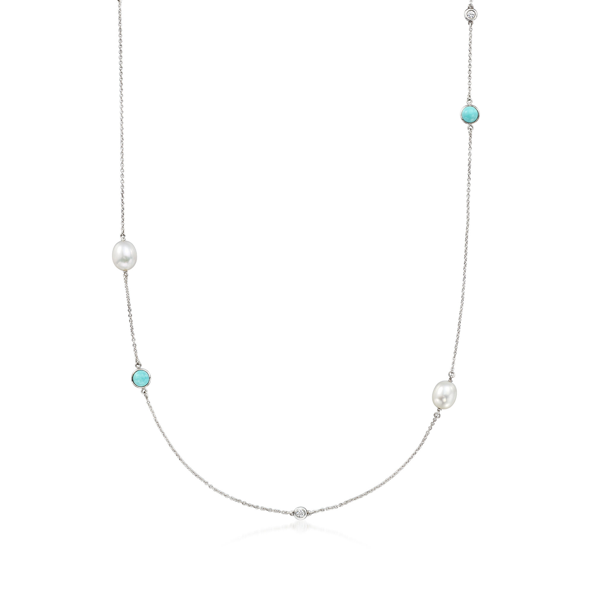 C. 1990 Vintage Tiffany Jewelry Turquoise, 9x7.5mm Cultured Pearl