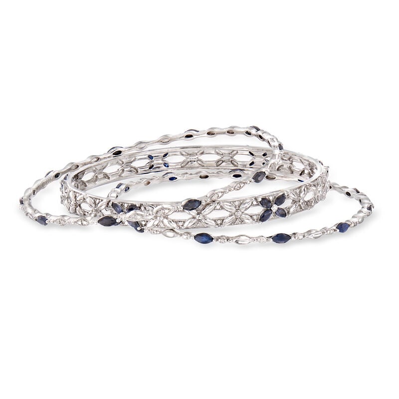 5.00 ct. t.w. Sapphire Jewelry Set: Three Bangle Bracelets in Sterling Silver image number 2