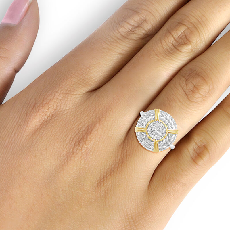 .25 ct. t.w. Diamond Cluster Ring with Roped Frame in Two-Tone Sterling image number 2