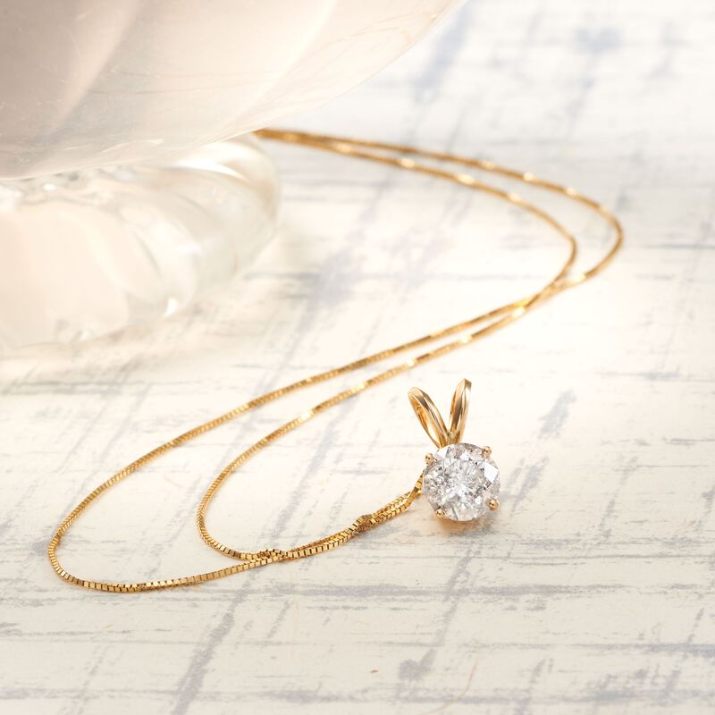1.25 Carat Diamond Solitaire Necklace in 14kt Yellow Gold. 18&quot; image number 4