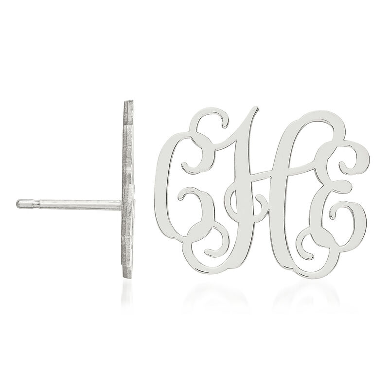 Sterling Silver Personalized Monogram Earrings image number 1