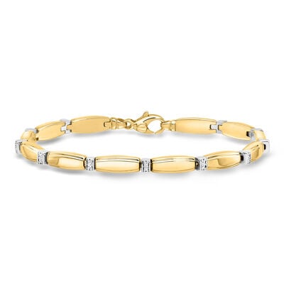 Italian .15 ct. t.w. Diamond Link Bracelet in 14kt Two-Tone Gold