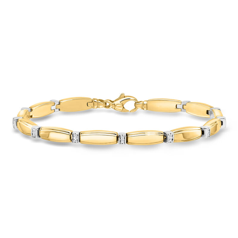 Italian .15 ct. t.w. Diamond Link Bracelet in 14kt Two-Tone Gold. 7.5" image number 0