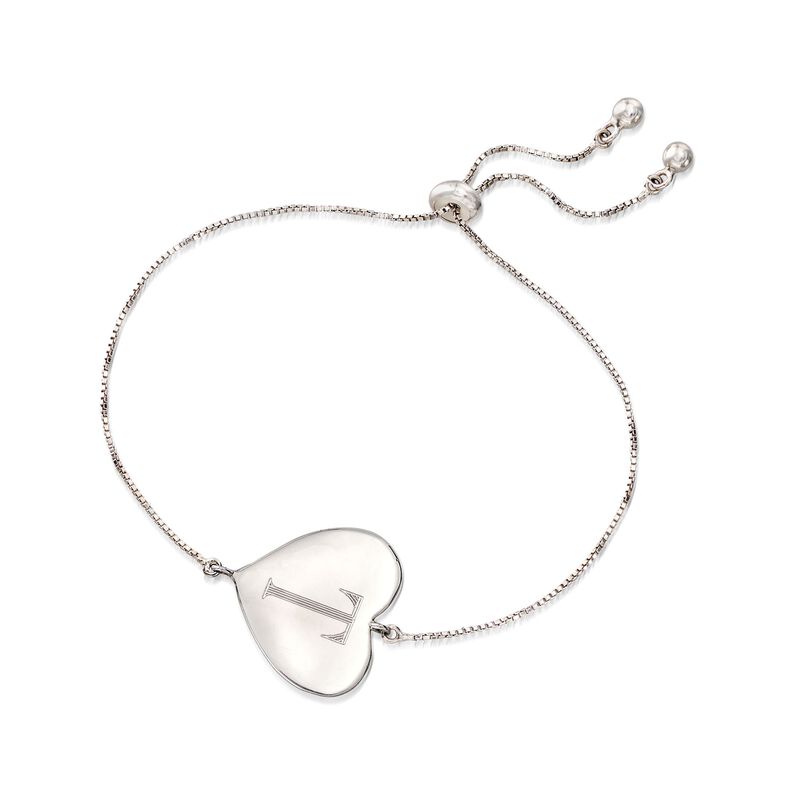 Sterling Silver Personalized Heart Bolo Bracelet image number 2