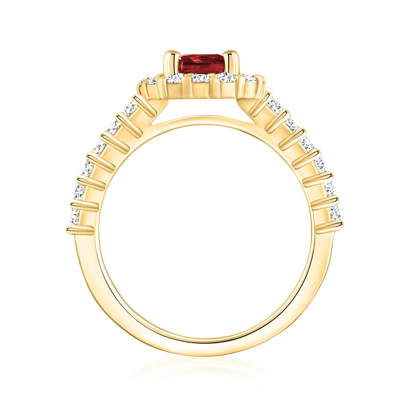 1.20 Carat Garnet Ring with .65 ct. t.w. Diamonds in 14kt Yellow Gold image number 2