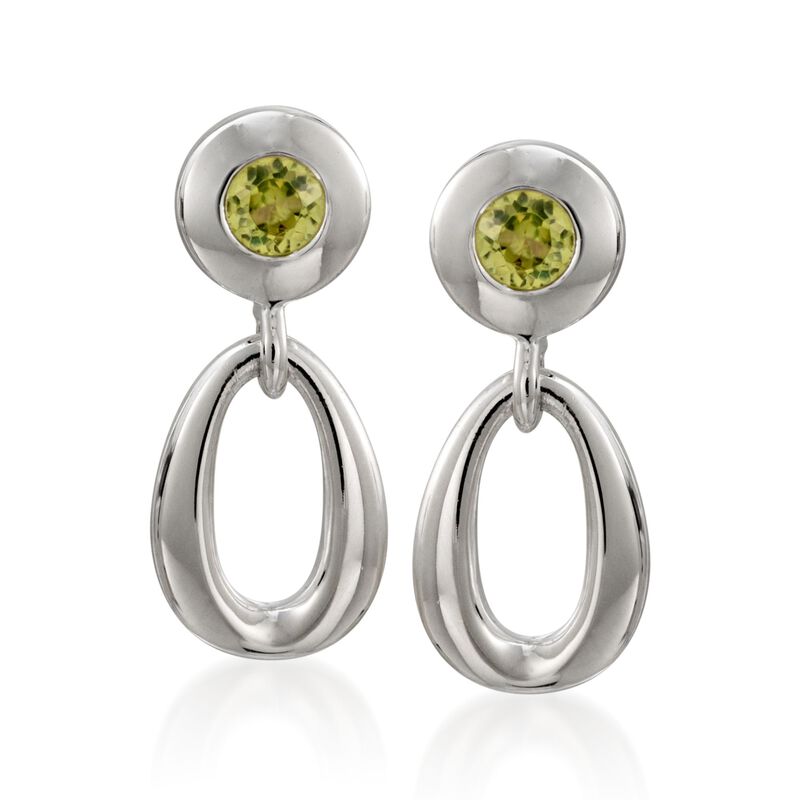 Zina Sterling Silver &quot;Contemporary&quot; .50 ct. t.w. Peridot Oval-Link Drop Earrings image number 0