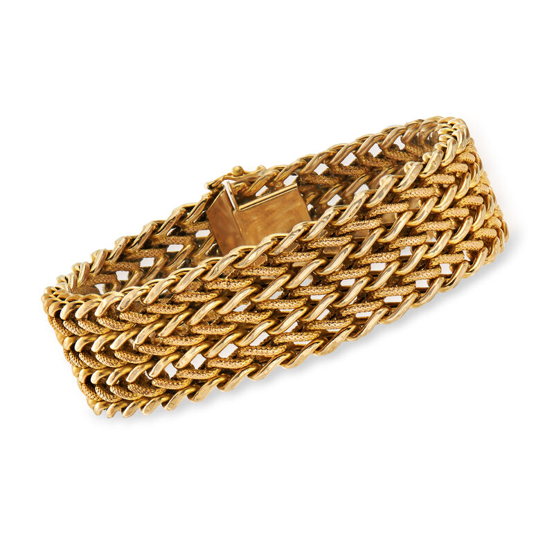 C. 1980 Vintage 14kt Yellow Gold Mesh-Style Bracelet image number 0