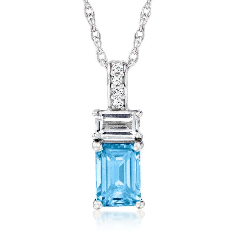 5.60 ct. t.w. Swiss Blue and White Topaz Jewelry Set: Earrings, Ring and Pendant Necklace in Sterling Silver image number 4