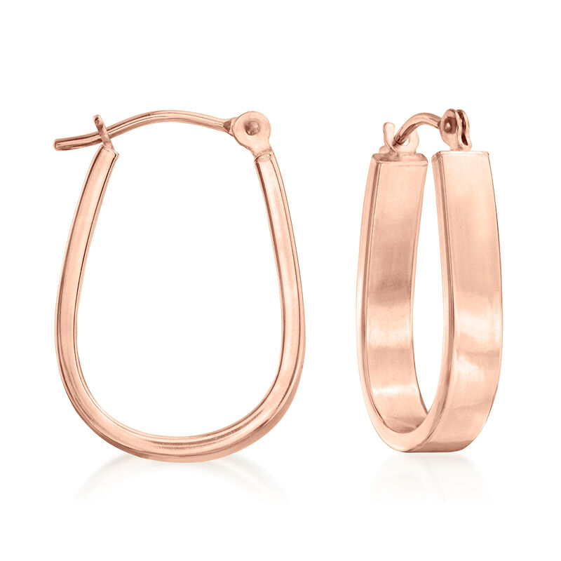 14kt Rose Gold Wide Oval Hoop Earrings. 3/4&quot; image number 0