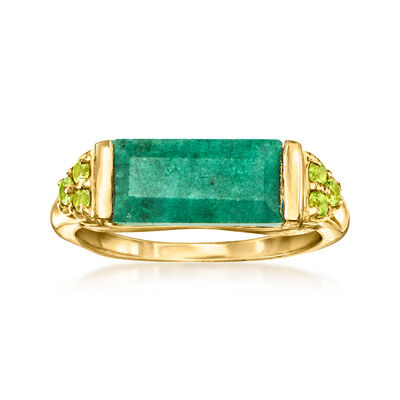 5.50 Carat Emerald and .60 ct. t.w. Peridot Ring in 18kt Gold Over Sterling