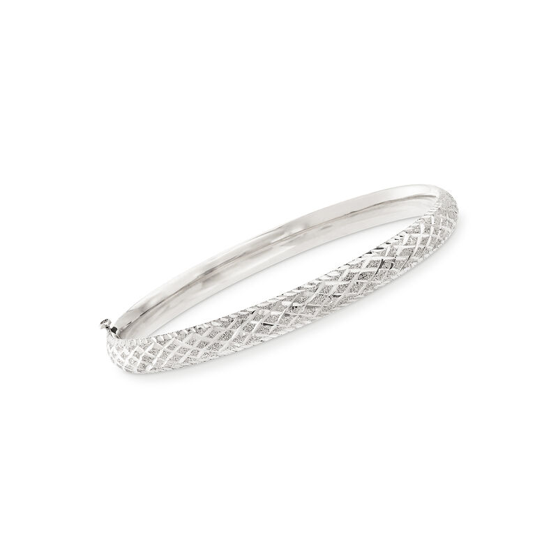 Child's 14kt White Gold Checkered Bangle Bracelet . 5.5&quot; image number 0