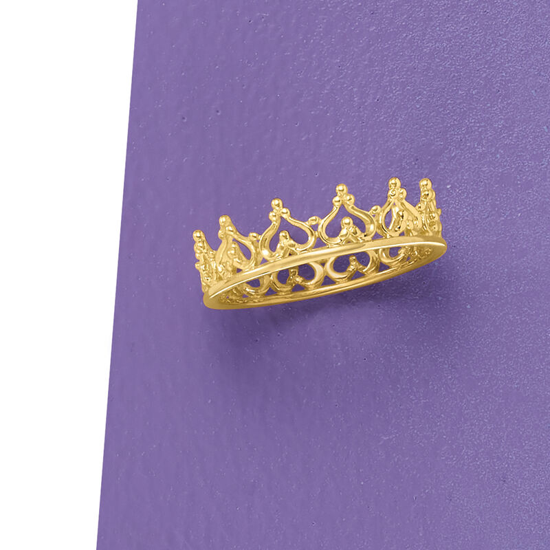 14kt Yellow Gold Royal Crown Ring. Size 10 image number 4