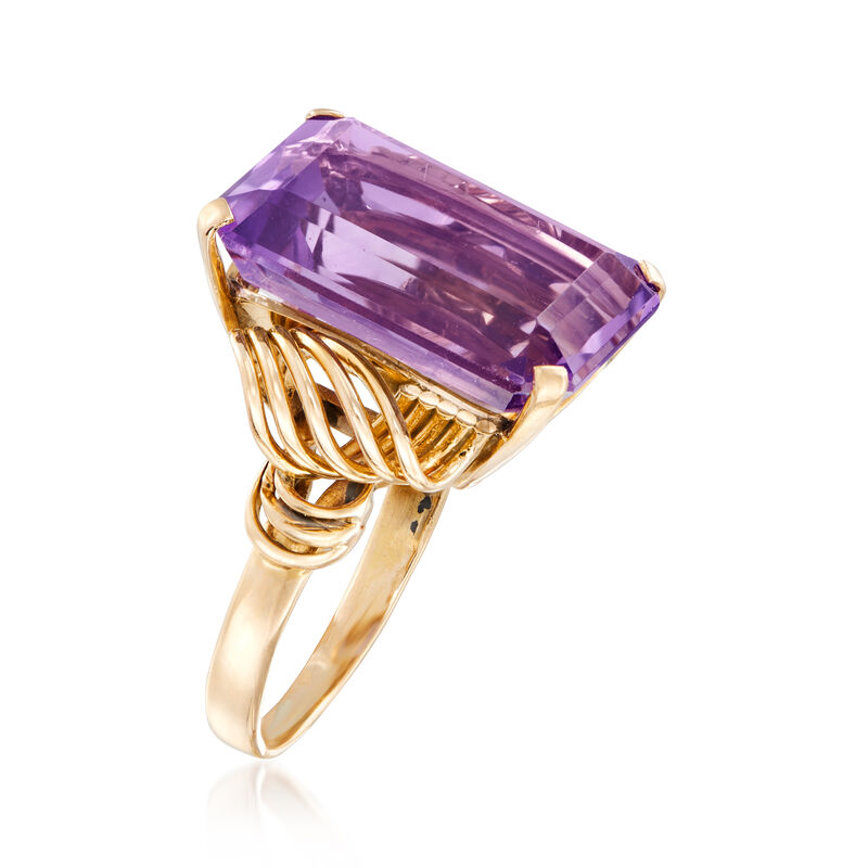 C. 1960 Vintage 8.50 Carat Amethyst Ring in 18kt Yellow Gold. Size 6 image number 2