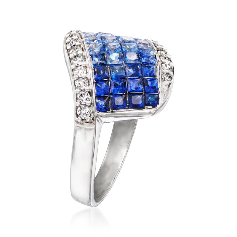 C. 2000 Vintage 2.00 ct. t.w. Tonal Sapphire Ring with .36 ct. t.w. Diamonds in 14kt White Gold. Size 6.5 image number 2