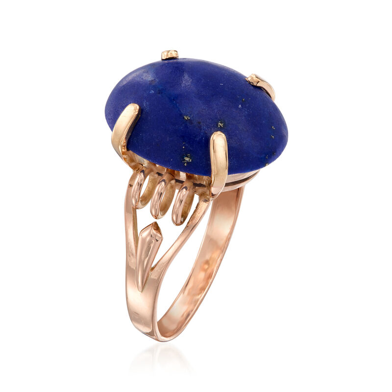C. 1980 Vintage Lapis Ring in 14kt Rose Gold. Size 7 image number 2