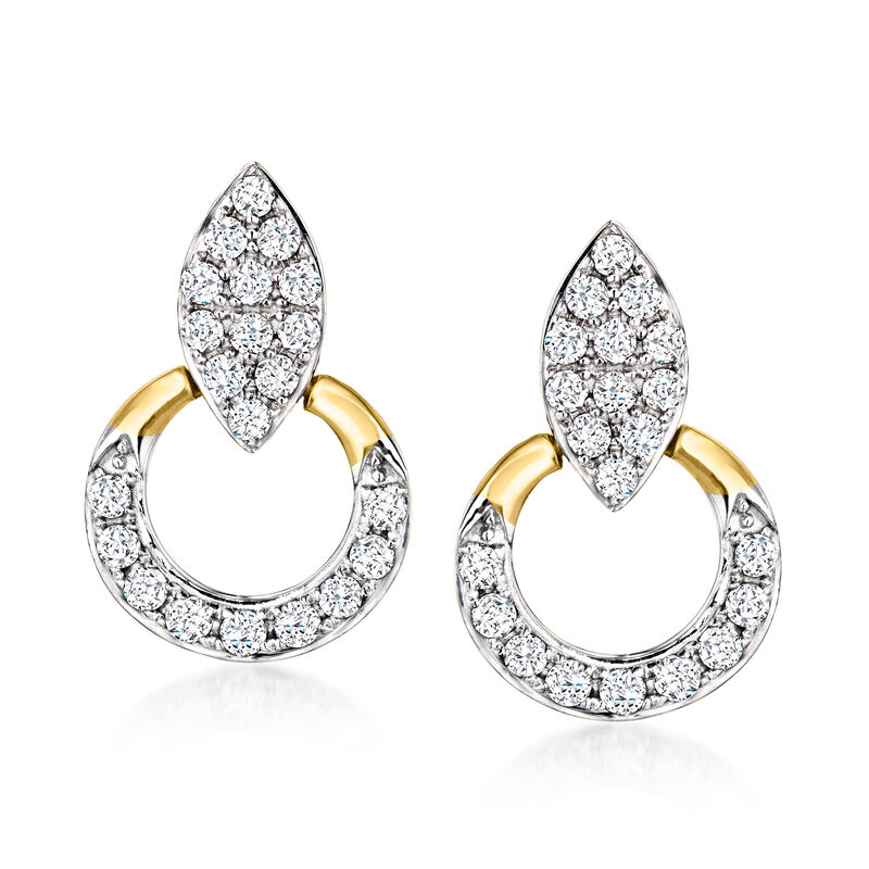 .40 ct. t.w. Diamond Navette Doorknocker Earrings in 14kt Yellow Gold image number 0