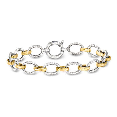 Two-Tone Sterling Silver Oval-Link Bracelet