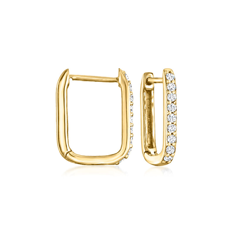 .15 ct. t.w. Lab-Grown Diamond Paper Clip Link Hoop Earrings in 14kt Yellow Gold. 3/8&quot; image number 0