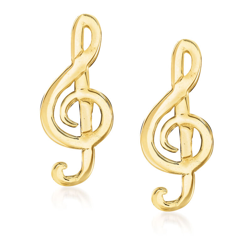 Italian 14kt Yellow Gold Musical Note Earrings image number 0