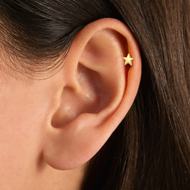 14kt Yellow Gold Star Flat-Back Stud Earrings  image number 3