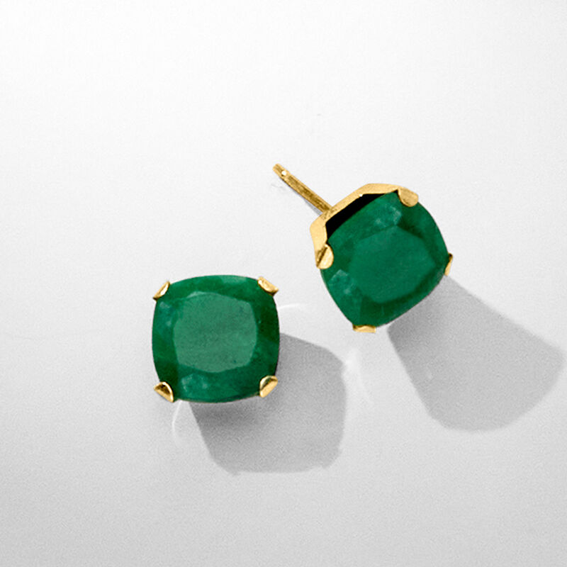 3.60 ct. t.w. Emerald Martini Stud Earrings in 14kt Yellow Gold image number 3